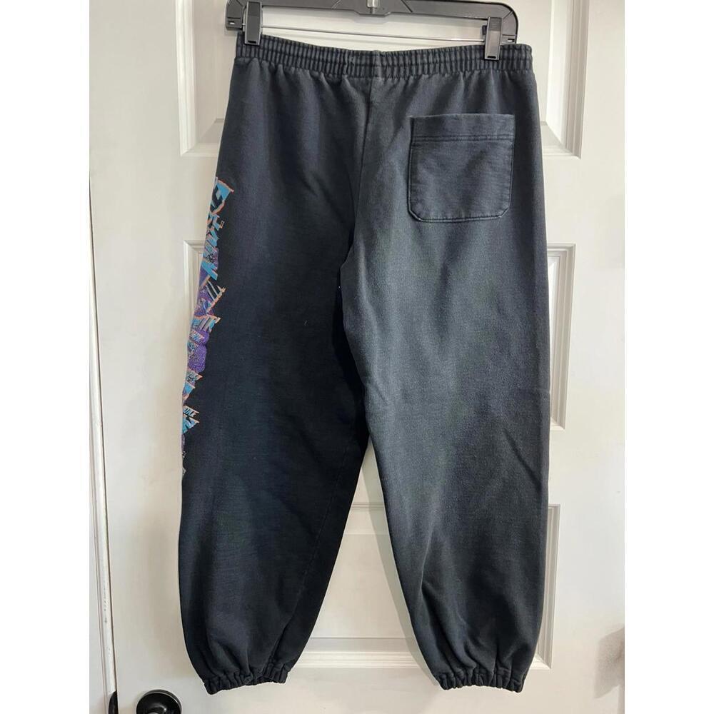VTG 90s Nike Gray Tag Kids Blk Sweatpants Sz 10-12 Large Graphic Print USA Swoos - Picture 2 of 8